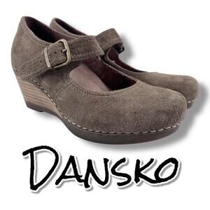 Dansko Brown Suede Mary Jane Wedge Comfort Shoes Office Trendy Womens Sz 37 (7)